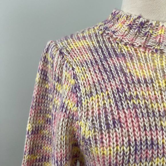 NWT ALL IN FAVOR Pink Purple Yellow Pastel Turtle Neck Sweater (S) - Picture 3 of 8